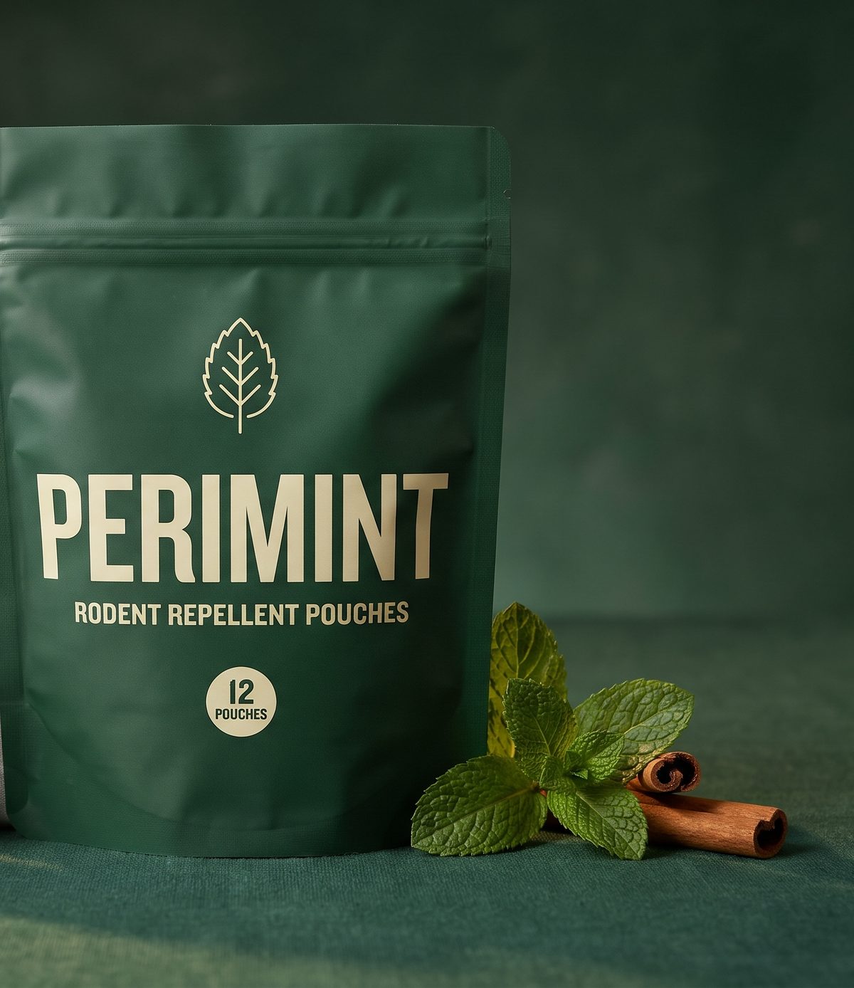 Perimint bag with mint leaves and cinnamon